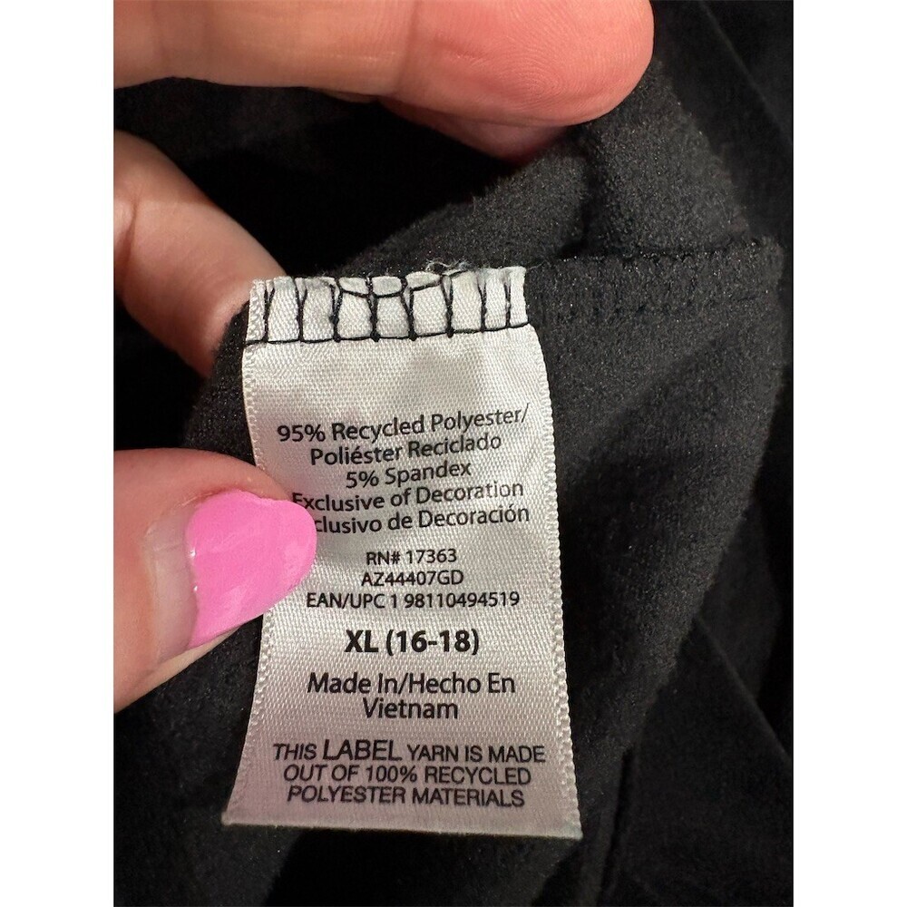 Aria Collection Nightgown Womens XL Black Long Sleeve Button Front Piped - Picture 9 of 9